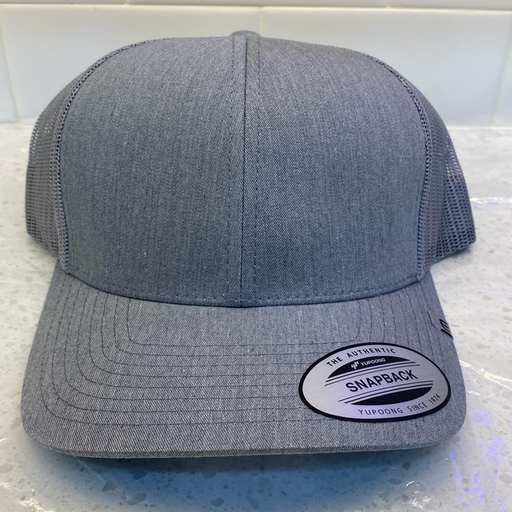 Travis Mathew (Rare Blank) Grey Trucker Cap, Ready for Customization.